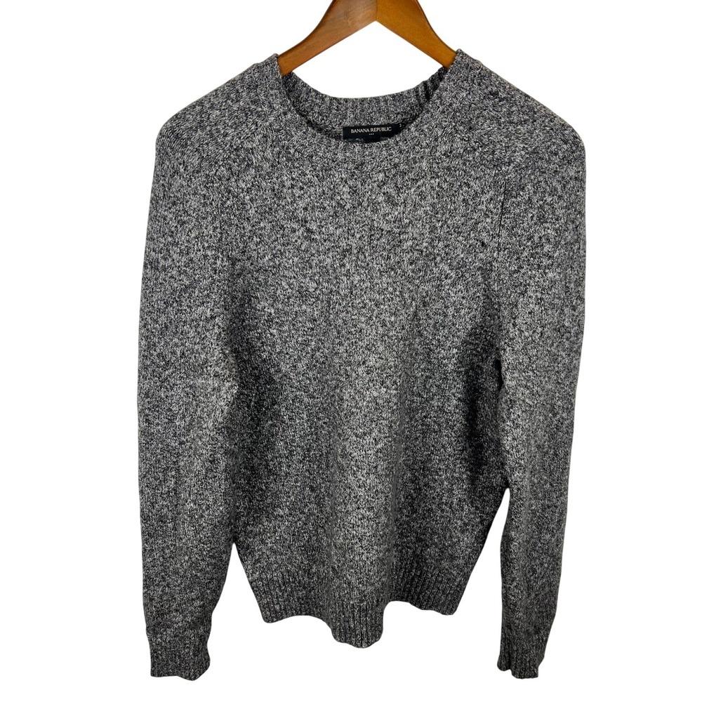 ☘️5/$25 Banana Republic Cotton Sweater Medium Cotton Blend Thick Pullover Gray